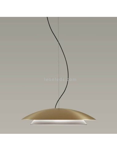 Lámpara LED colgante doble pantalla metálica y dos tamaños Noway | LeónLeds Iluminación | Dorada grande