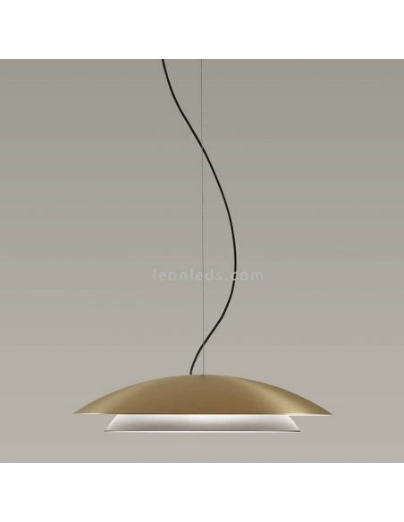 Suspensão LED com cúpula dupla de metal e dois tamanhos Noway | LeónIluminação Leds | dourada grande