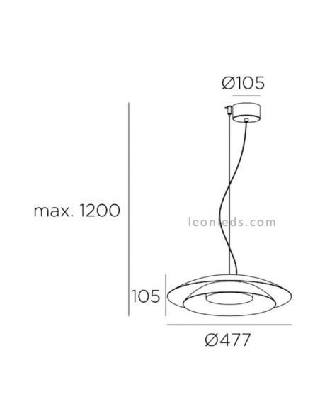 Suspension LED avec double abat-jour en métal et deux tailles Noway | Éclairage LeónLeds | mesures de grande taille