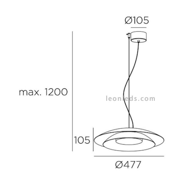 Suspension LED avec double abat-jour en métal et deux tailles Noway | Éclairage LeónLeds | mesures de grande taille