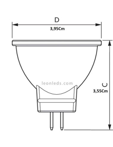 Dimensiones de la Bombilla GU4 CorePro LED spot 2.3-20W 827 MR11 36D marca Philips | LeonLeds Iluminación