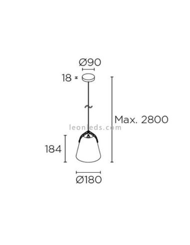 Lámpara de techo con forma campana estilo industrial Napa 1xE27 | LeónLeds Iluminación | talla pequeña medidas
