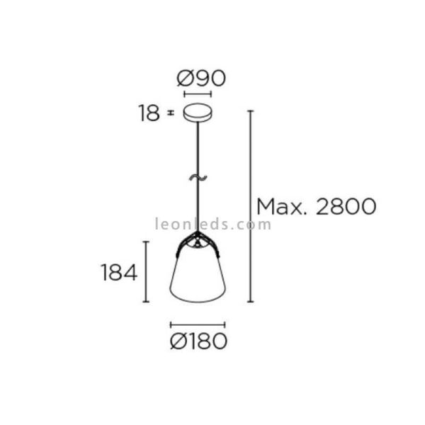 Lámpara de techo con forma campana estilo industrial Napa 1xE27 | LeónLeds Iluminación | talla pequeña medidas