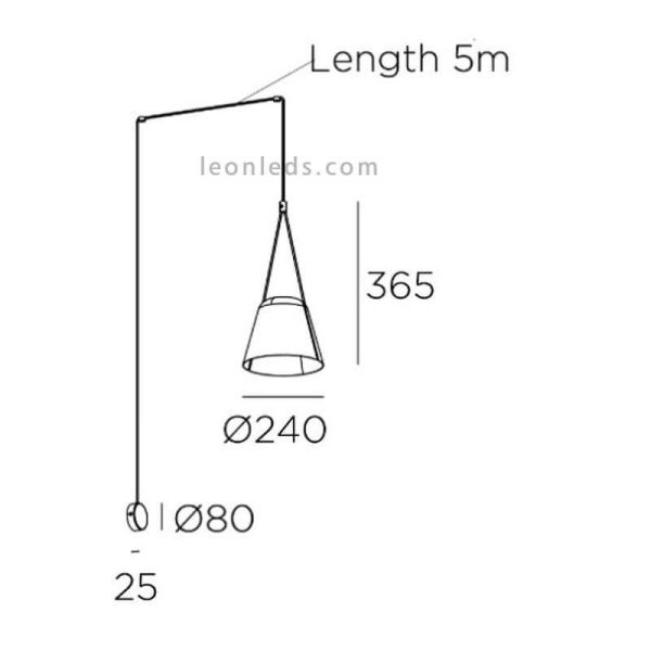 Aplique colgante con forma de cono Attic Wall Fixture 1xE27 | LeónLeds Iluminación | aplique dpara pared medidas