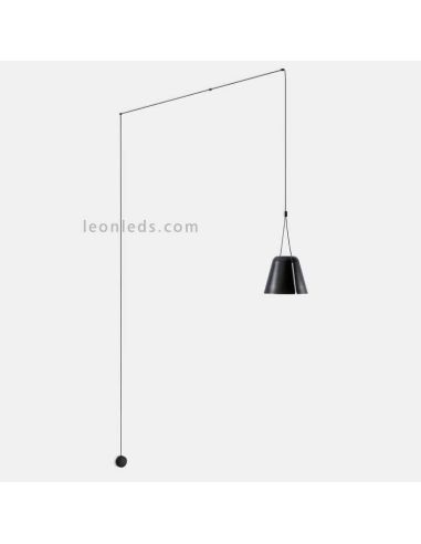 Luminária pendente cônica Luminária de parede para sótão 1xE27 | LeónIluminação Leds | luz de parede preta