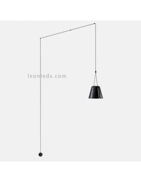 Luminária pendente cônica Luminária de parede para sótão 1xE27 | LeónIluminação Leds | luz de parede preta