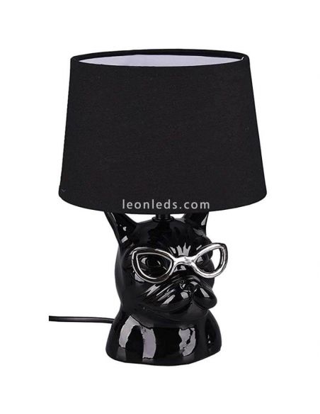 Lampe de table noire avec tête de chien et verres série Dosy par Trio Lighting | Éclairage LeonLeds