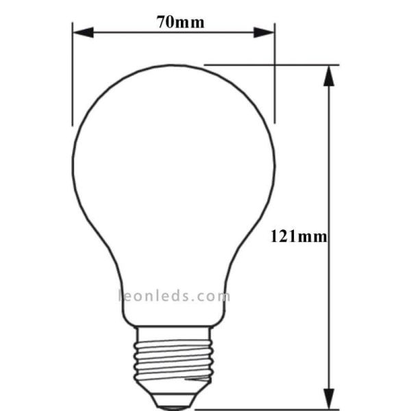 Medidas Bombilla E27 LED Filamento 13W - 120W Philips 76439500 | LeonLeds.com