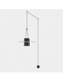 Luminária pendente cilíndrica larga Luminária de parede para sótão 1xE27 | LeónIluminação Leds | pingente de luz preta
