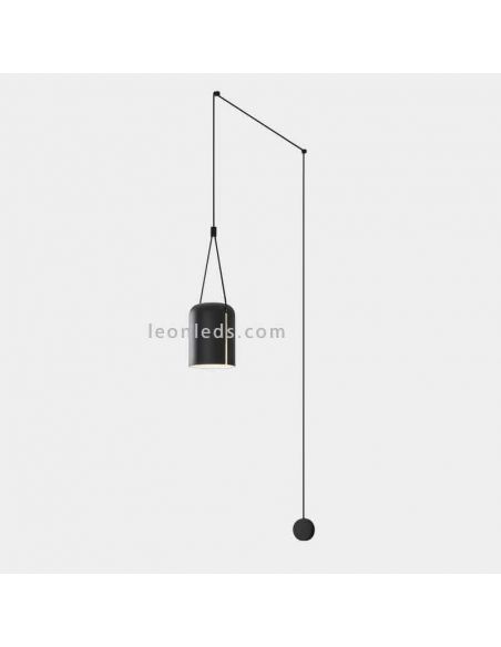 Aplique colgante cilíndrico ancho Attic Wall Fixture 1xE27 | LeónLeds Iluminación | Luminaria colgante negra