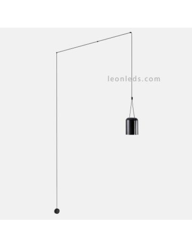 Luminária pendente cilíndrica larga Luminária de parede para sótão 1xE27 | LeónIluminação Leds | pingente de luz preta