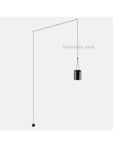 Aplique colgante cilíndrico ancho Attic Wall Fixture 1xE27 | LeónLeds Iluminación | Luminaria colgante negra