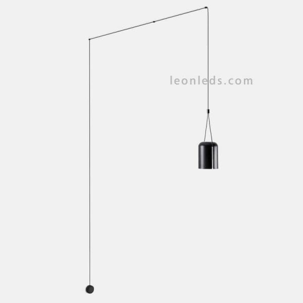 Luminária pendente cilíndrica larga Luminária de parede para sótão 1xE27 | LeónIluminação Leds | pingente de luz preta
