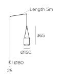 Aplique colgante cilíndrico ancho Attic Wall Fixture 1xE27 | LeónLeds Iluminación | Luminaria colgante medidas