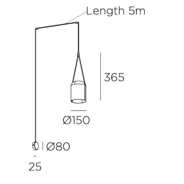 Aplique colgante cilíndrico ancho Attic Wall Fixture 1xE27 | LeónLeds Iluminación | Luminaria colgante medidas