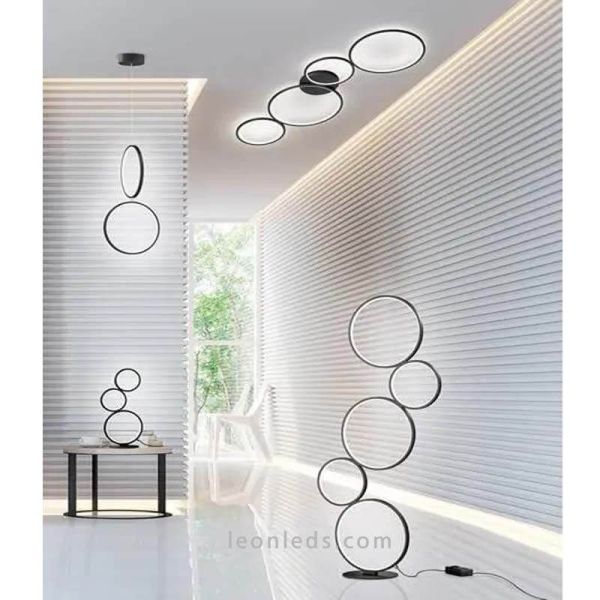 Plafón LED con círculos Rondo blanco marca trio lighting foto de ambiente | LeonLeds Iluminación