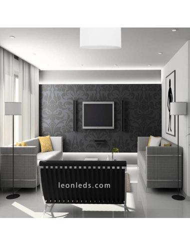 Luminária de teto Branca de Neve Redonda Têxtil Lâmpada 3XE27 Nicole série ambiente foto | leonleds