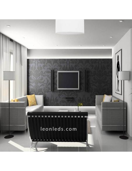 Luminária de teto Branca de Neve Redonda Têxtil Lâmpada 3XE27 Nicole série ambiente foto | leonleds