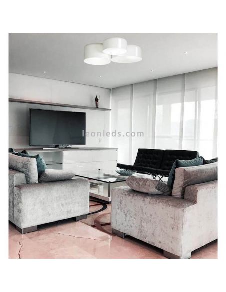 Ambiente Luminária de teto Pot branca brilhante 3 Lights Ole By FM Iluminación | leonleds