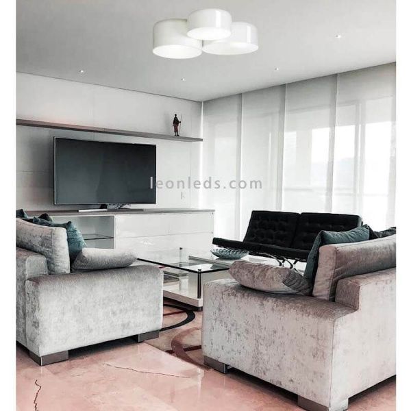 Ambiente Luminária de teto Pot branca brilhante 3 Lights Ole By FM Iluminación | leonleds