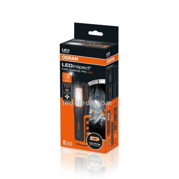 Linterna carga rápida de inspección LEDinspect FAST CHARGE PRO500 | LeónLeds Iluminación | caja de venta