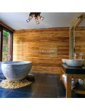 Lámpara de pie LED de madera y metal estilo vintage serie Tosh marca Trio Lighting| LeonLeds Iluminación