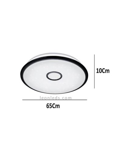 Plafón LED negro con mando a distancia dimensiones serie Okinawa Trio Lighting | LeonLeds Iluminación