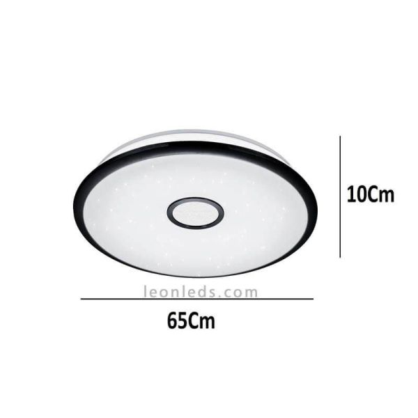 Plafón LED negro con mando a distancia dimensiones serie Okinawa Trio Lighting | LeonLeds Iluminación