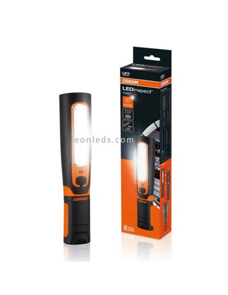 Lampe de travail d'atelier LEDinspect TWIST250 | Éclairage LeónLeds | boîte de vente au détail de torche à main