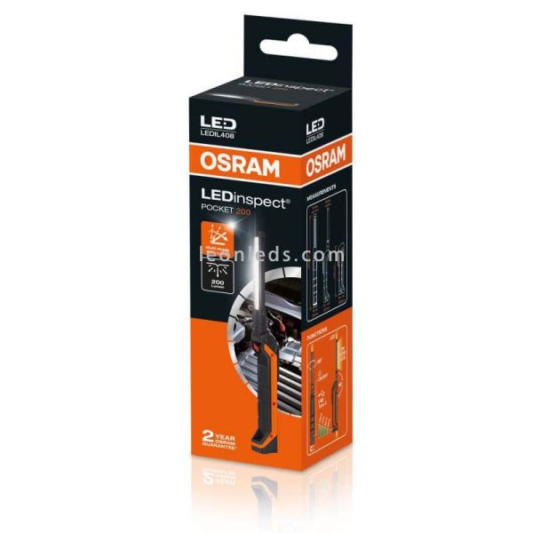 Linterna plegable de bolsillo LEDinspect POCKET200 | LeónLeds Iluminación | Linterna compacta con caja de venta