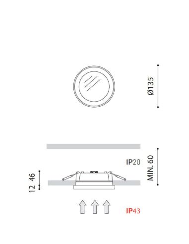 Dibujo dimensional del downlight LED Stram Mini de Arkoslight | Leonleds