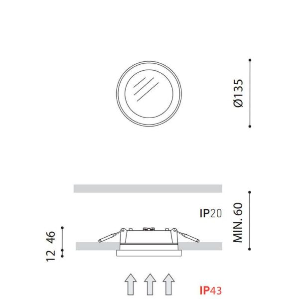 Dibujo dimensional del downlight LED Stram Mini de Arkoslight | Leonleds