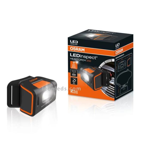 Linterna frontal de cabeza LEDinspect HEADTORCH250 | LeónLeds Iluminación | Linterna de cabeza con luz LED caja