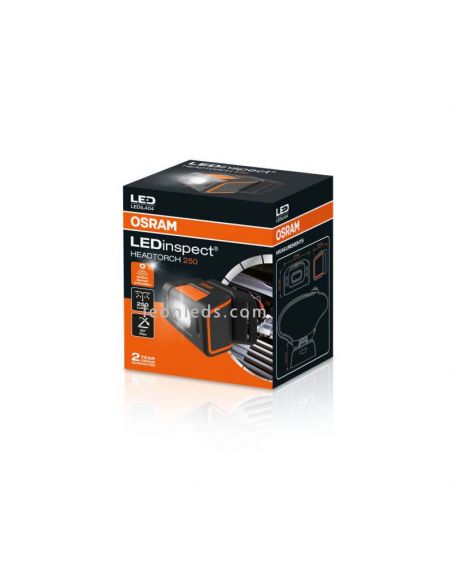 Linterna frontal de cabeza LEDinspect HEADTORCH250 | LeónLeds Iluminación | Linterna de cabeza con luz LED caja
