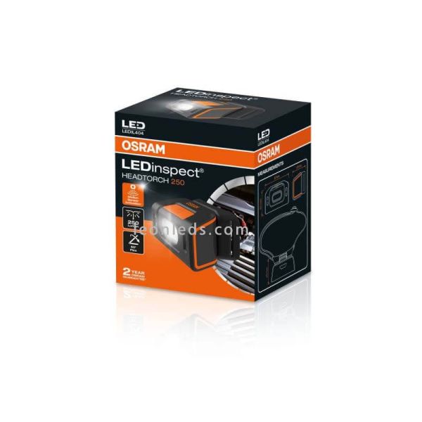 Linterna frontal de cabeza LEDinspect HEADTORCH250 | LeónLeds Iluminación | Linterna de cabeza con luz LED caja