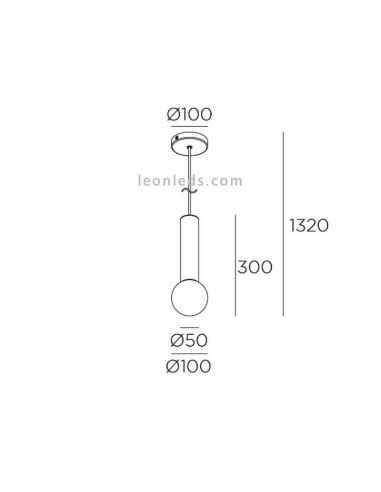 Dimensions de la suspension E14 Mist en acier et verre