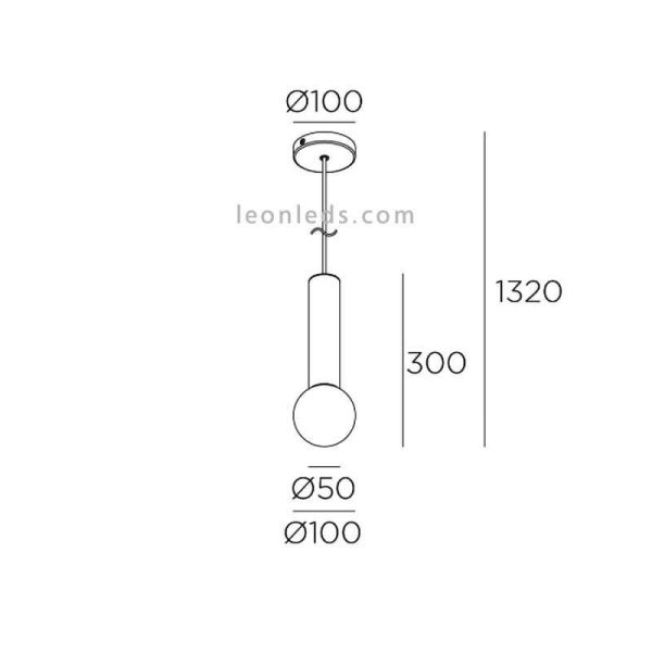 Dimensions de la suspension E14 Mist en acier et verre