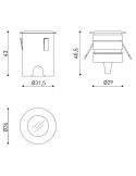 Dibujo dimensional de la baliza de suelo Step S de Arkoslight  Leonleds