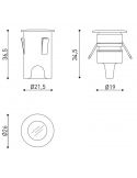 Dibujo dimensional de la baliza de suelo Step XS de Arkoslight | Leonleds