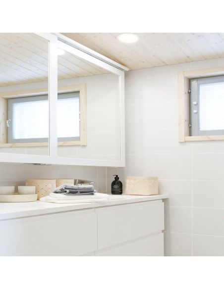 Downlight LED Mix de Arkoslight sobre un espejo de baño | LeónLeds