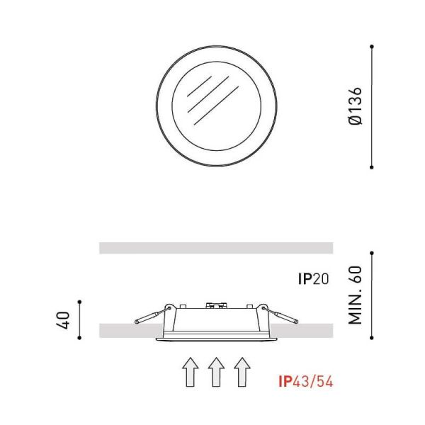 Dimensiones del downlight LED Mix Mini de Arkoslight | LeónLeds
