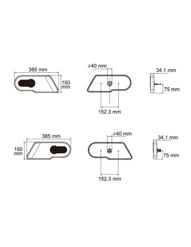 Feu arrière LED avec triangle valable pour 12V et 24V, pour camion ou remorque plateau | Éclairage LeonLeds