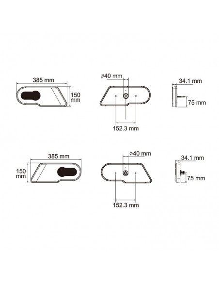 Lanterna Traseira LED com Triângulo válido para 12V e 24V, para caminhão ou carreta | Leon Iluminação LED