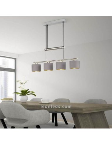 Lámpara de techo Garda 4 pantallas Gris y Dorado foto de ambiente marca Trio Lighting | LeonLeds Iluminación