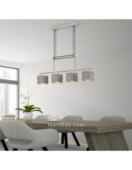 Lámpara de techo Garda 4 pantallas Gris y Dorado foto de ambiente marca Trio Lighting | LeonLeds Iluminación