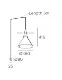 Aplique grande colgante con forma de campana cónica Super Attic 1xE27 | LeónLeds Iluminación | luminaria negra cono medidas