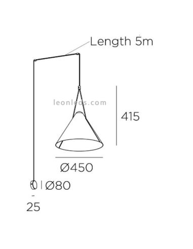 Aplique grande colgante con forma de campana cónica Super Attic 1xE27 | LeónLeds Iluminación | luminaria negra cono medidas
