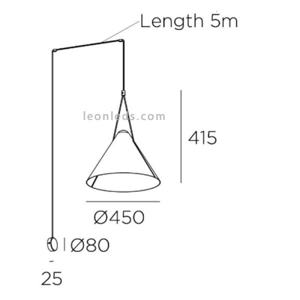 Grande suspension conique en forme de cloche Super Attic 1xE27 | Éclairage LeónLeds | dimensions du cône du luminaire noir