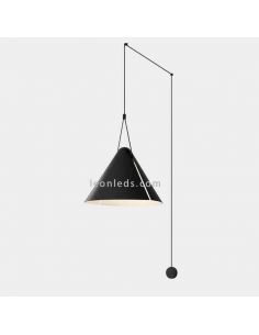 Aplique grande colgante con forma de campana cónica Super Attic 1xE27 | LeónLeds Iluminación | luminaria negra cono
