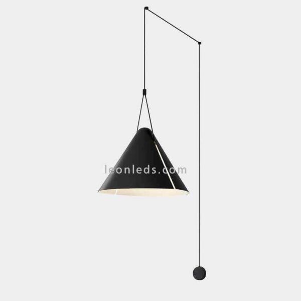 Aplique grande colgante con forma de campana cónica Super Attic 1xE27 | LeónLeds Iluminación | luminaria negra cono